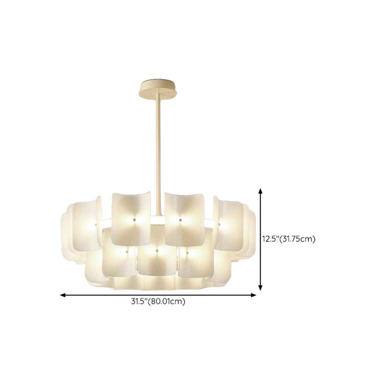 Modern White Layered Chandelier Adjustable Height Image - 16