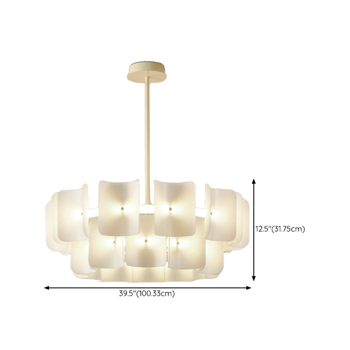 Modern White Layered Chandelier Adjustable Height Image - 17