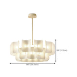 Modern White Layered Chandelier Adjustable Height Image - 17