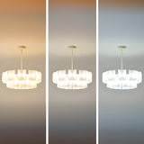 Modern White Layered Chandelier Adjustable Height Image - 9