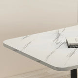 Modern White Marble Rectangle Folding Wood Dining Table Image - 12