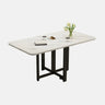 Modern White Marble Rectangle Folding Wood Dining Table Image - 2