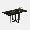 Modern White Marble Rectangle Folding Wood Dining Table Image - 3