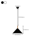 Modern White Metal Cone Living Room Pendant Light #size