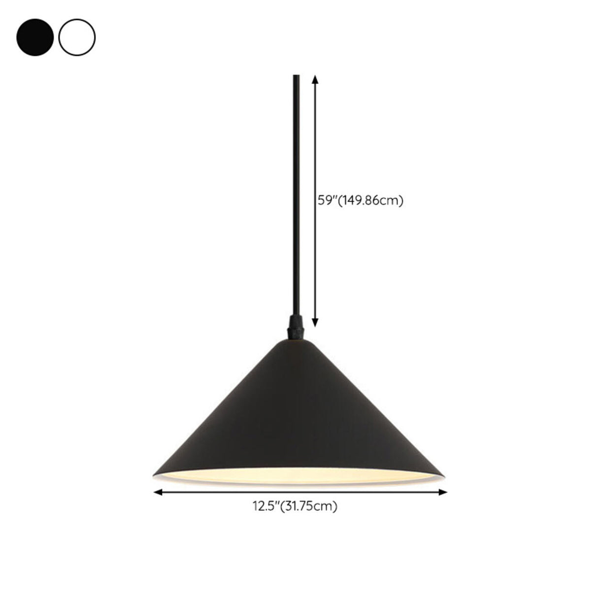 Modern White Metal Cone Living Room Pendant Light Image - 14