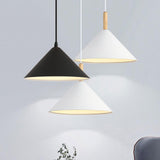 Modern White Metal Cone Living Room Pendant Light Image - 2