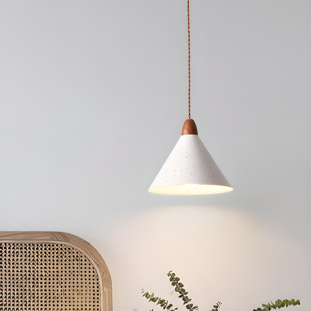 Modern White Metal Cone Pendant Light Adjustable Height Image - 9