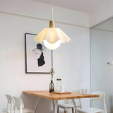 Modern White Metal Flower Round Pendant Light Image - 2