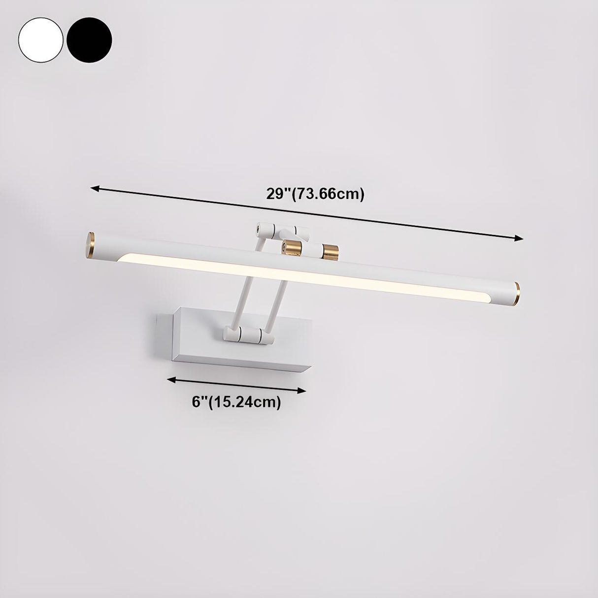 Modern White Metal Linear Swing Arm LED Vanity Light 