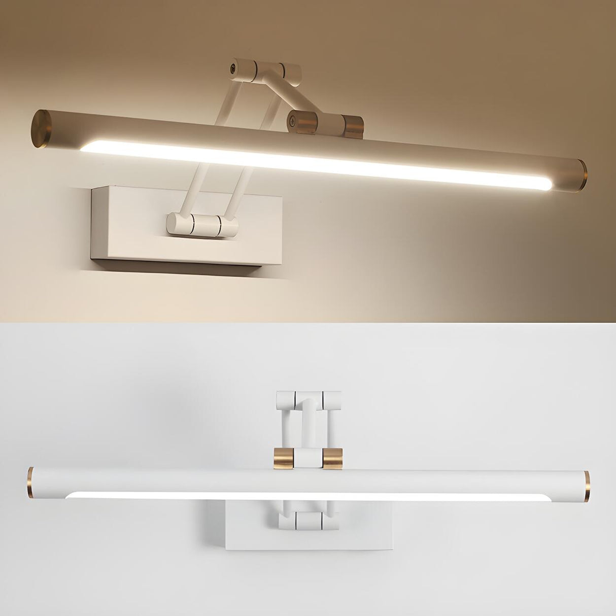 Modern White Metal Linear Swing Arm LED Vanity Light Image - 8