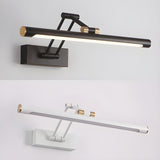 Modern White Metal Linear Swing Arm LED Vanity Light Image - 9