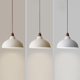 Modern White Metal Rope Bowl Pendant Light Adjustable Length Image - 9