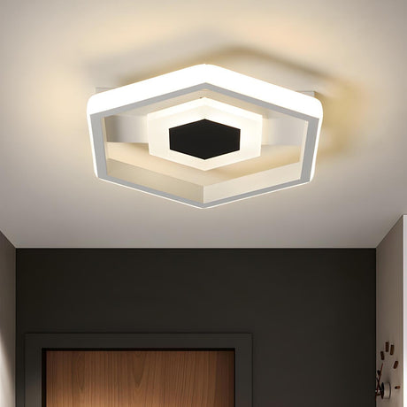 Modern White Mini Hexagon LED Flush Mount Ceiling Light Image - 1