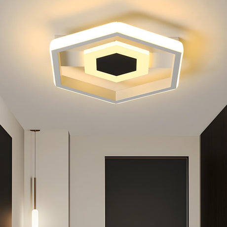 Modern White Mini Hexagon LED Flush Mount Ceiling Light Image - 2