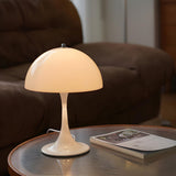 Modern White Minimalist Dome Metal Bedroom Table Lamp Image - 3