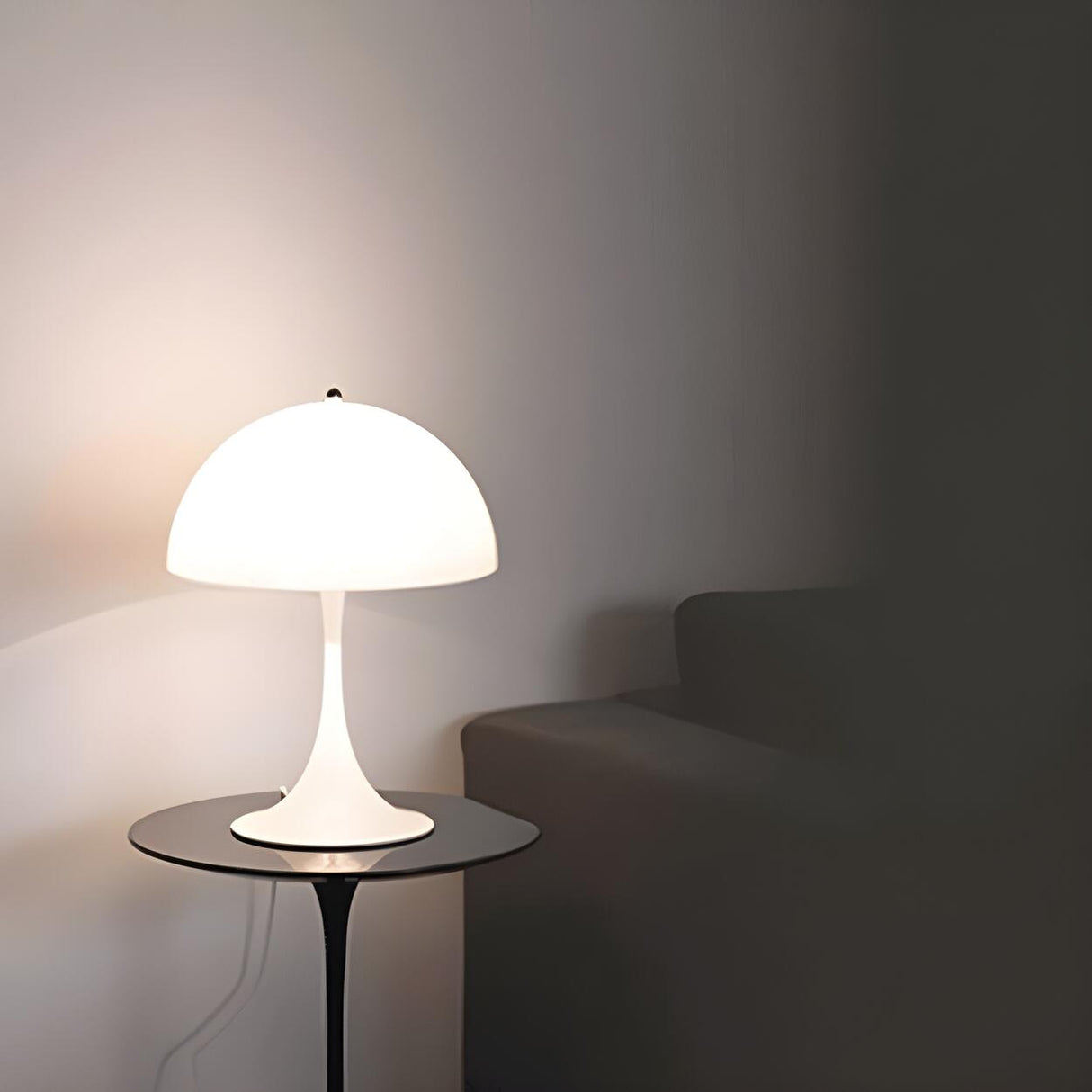 Modern White Minimalist Dome Metal Bedroom Table Lamp Image - 4