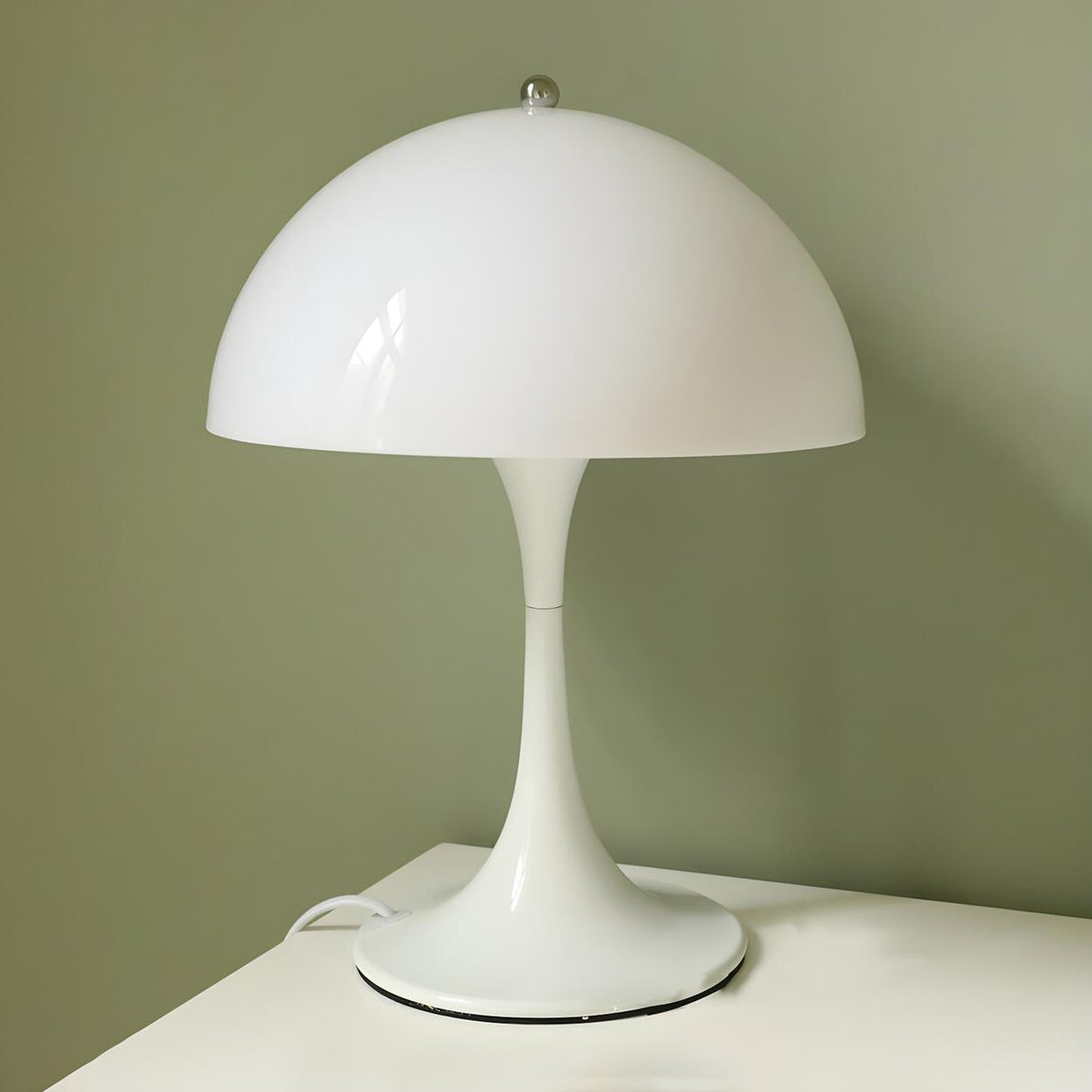 Modern White Minimalist Dome Metal Bedroom Table Lamp Image - 6