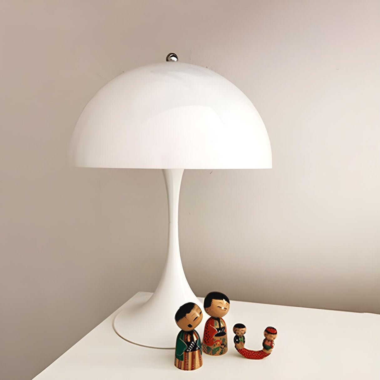 Modern White Minimalist Dome Metal Bedroom Table Lamp Image - 8