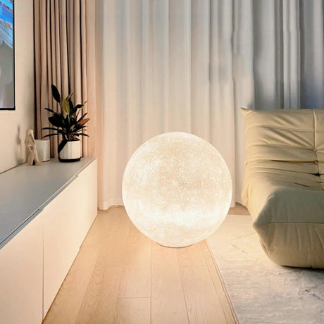 Modern White Moon Sphere Floor Lamp with Rocker Switch Image - 1