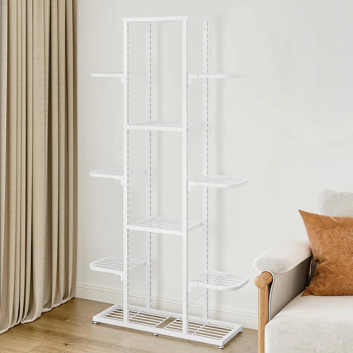 Modern White Multi-Level Metal Storage Plant Stand Image - 2