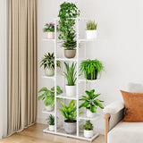 Modern White Multi-Level Metal Storage Plant Stand Image - 3