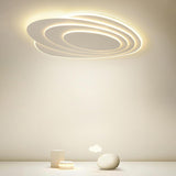 Modern White Multi-Tier Geometric LED Flush Mount Light Image - 1