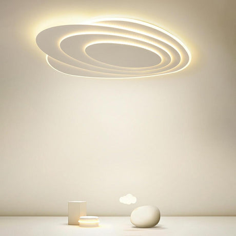 Modern White Multi-Tier Geometric LED Flush Mount Light Image - 1