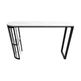 Modern White Oval Faux Marble Compact Bar Table Image - 5