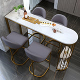 Modern White Oval Faux Marble Compact Bar Table Image - 9