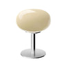 Modern White Oval Glass Shade Metal Base Table Lamp Image - 2