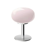 Modern White Oval Glass Shade Metal Base Table Lamp Image - 4