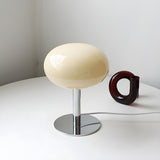 Modern White Oval Glass Shade Metal Base Table Lamp Image - 7