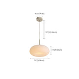 Modern White Oval Pleated Resin LED Pendant Light #size