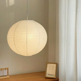 Modern White Paper Globe Pendant Light Adjustable Cord Image - 1