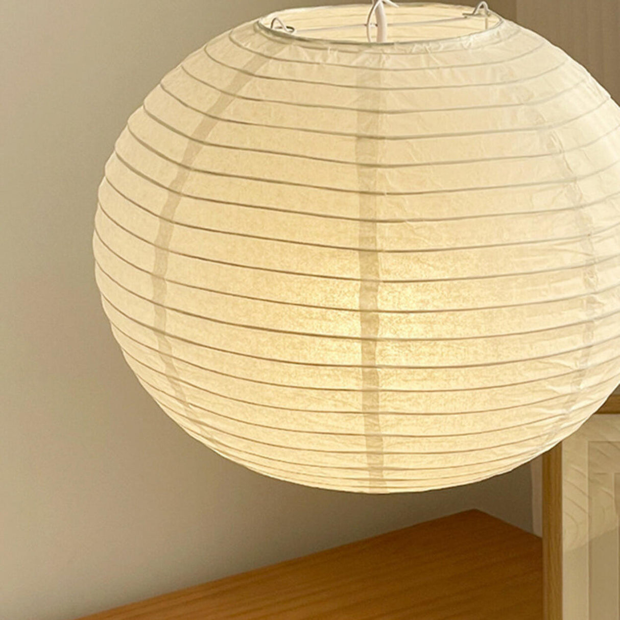 Modern White Paper Globe Pendant Light Adjustable Cord Image - 12