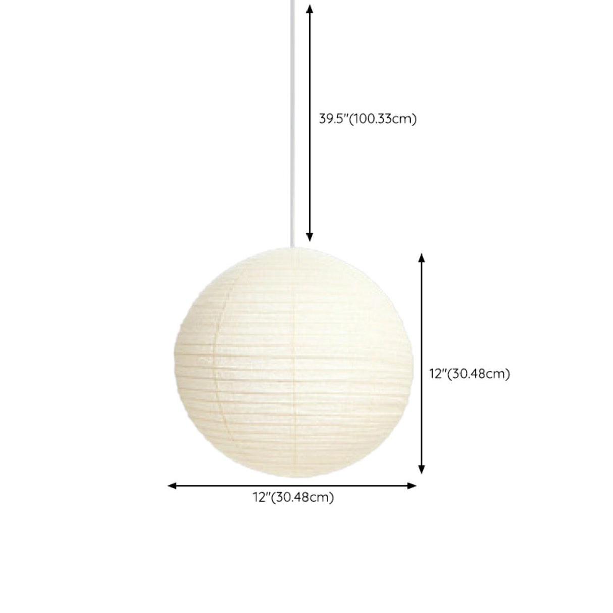 Modern White Paper Globe Pendant Light Adjustable Cord 