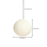 Modern White Paper Globe Pendant Light Adjustable Cord #size