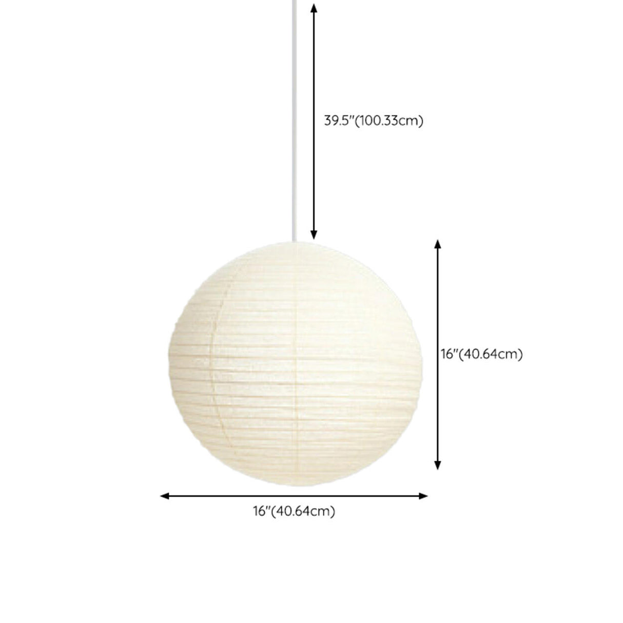 Modern White Paper Globe Pendant Light Adjustable Cord Image - 14