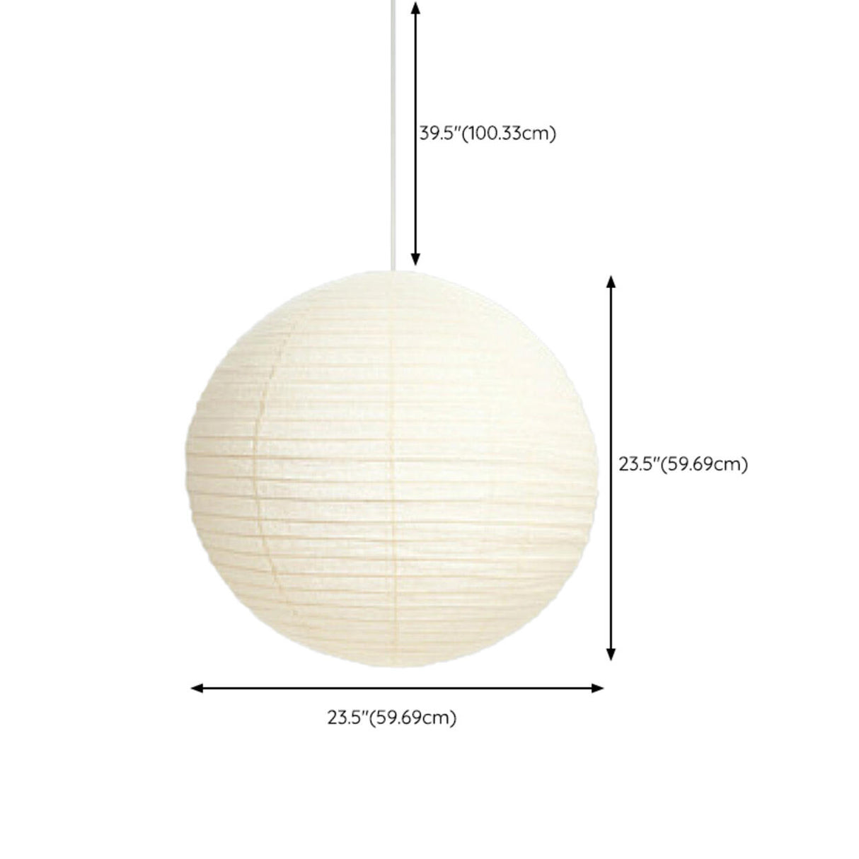 Modern White Paper Globe Pendant Light Adjustable Cord Image - 16