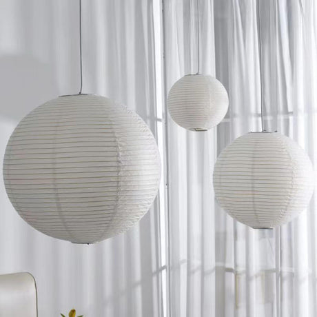 Modern White Paper Lantern Globe Pendant Light Image - 1