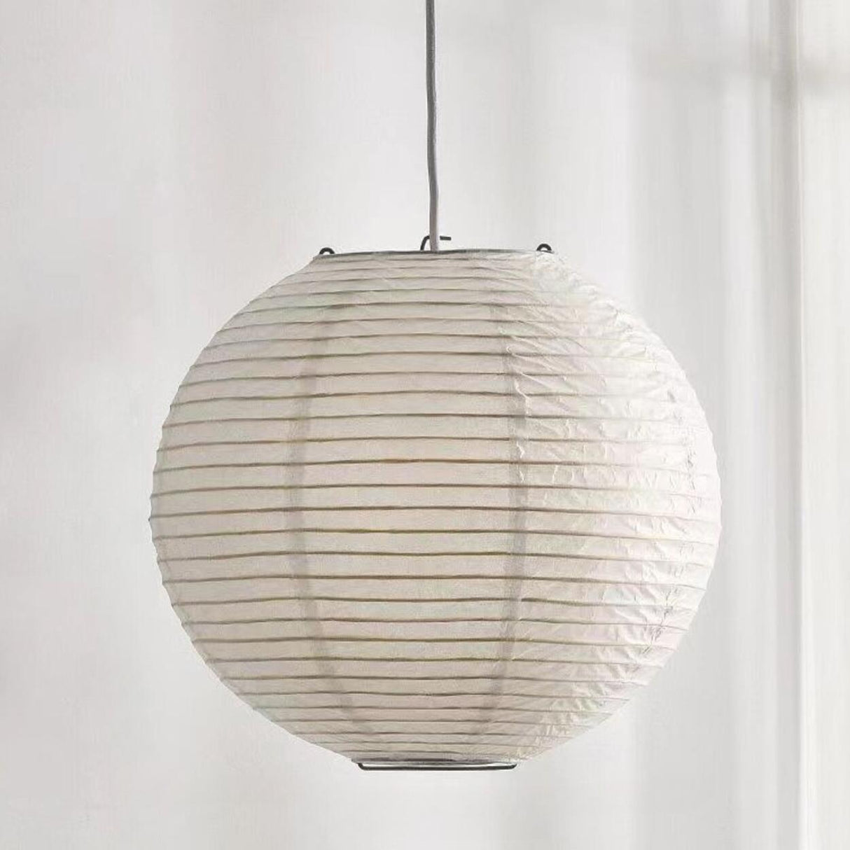 Modern White Paper Lantern Globe Pendant Light Image - 12