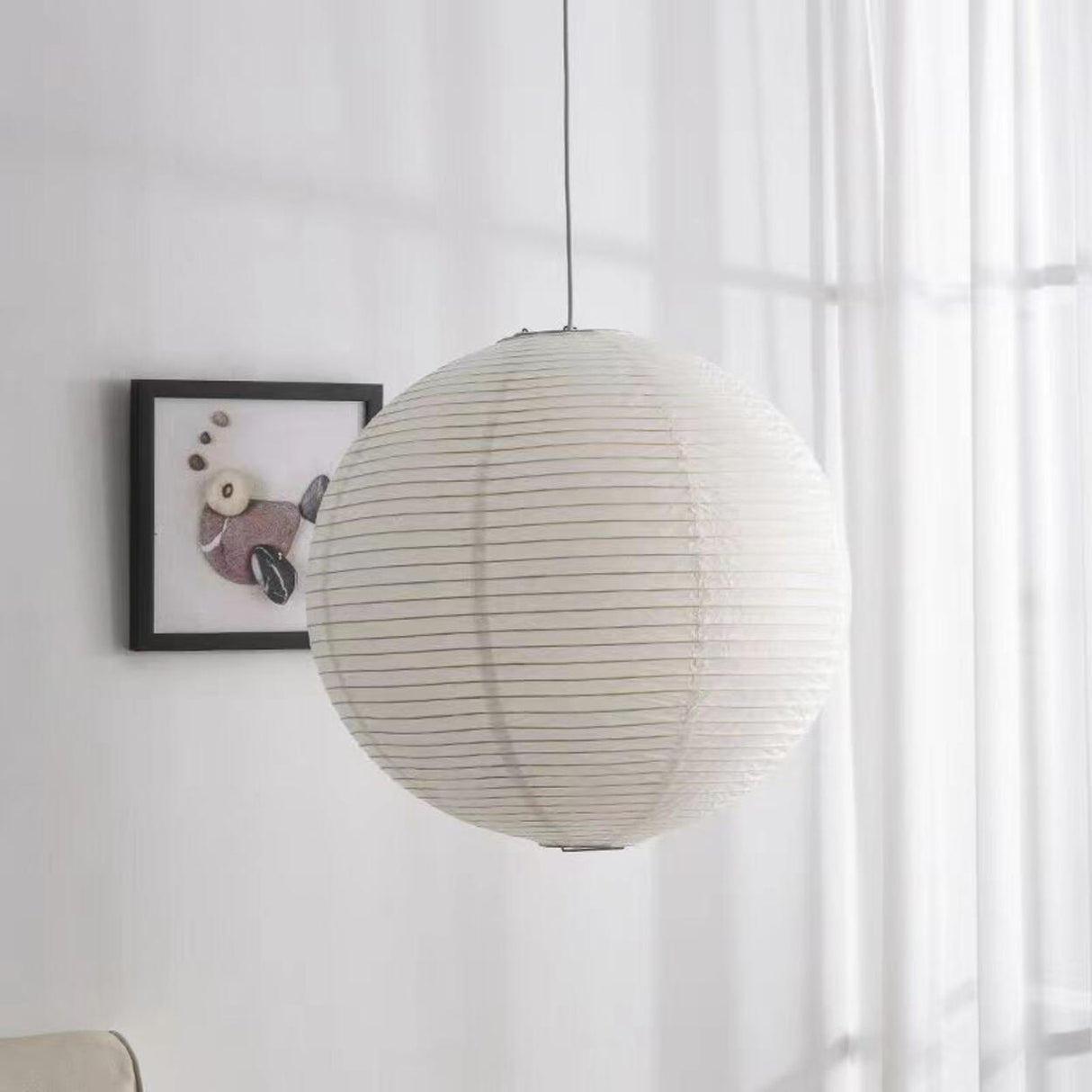 Modern White Paper Lantern Globe Pendant Light Image - 4