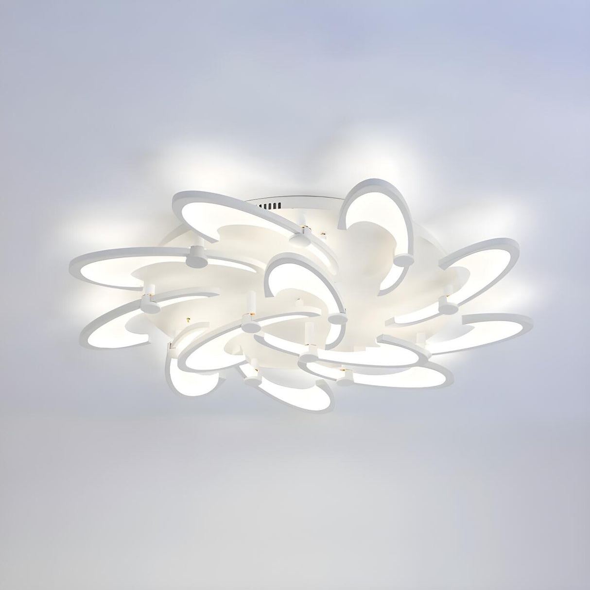 Modern White Petal LED Flush Mount Ceiling Lamp 3-Light Image - 19