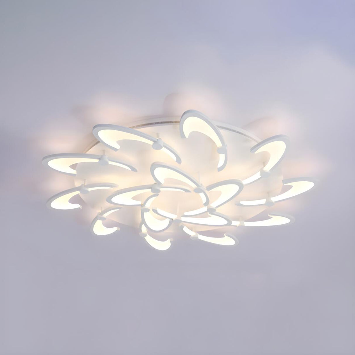 Modern White Petal LED Flush Mount Ceiling Lamp 3-Light Image - 24