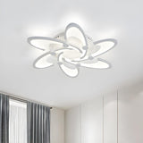 Modern White Petal LED Flush Mount Ceiling Lamp 3-Light Image - 6