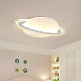 Modern White Planet-Shaped LED Flush Mount Ceiling Lamp Image - 1