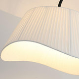 Modern White Pleated Arched Black Metal Floor Lamp Image - 8