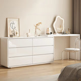 Modern White Polymer Light Mirror Drawers Sliding Vanity Set Image - 1