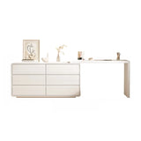 Modern White Polymer Light Mirror Drawers Sliding Vanity Set Image - 2