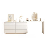 Modern White Polymer Light Mirror Drawers Sliding Vanity Set Image - 3